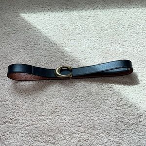 Interchangeable leather coach belt with gold detailing